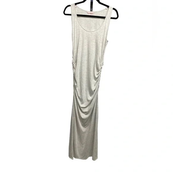 ruched maxi dress victoria's secret Victoria’s Secret Light Grey Maxi Dress with ruched sides size medium